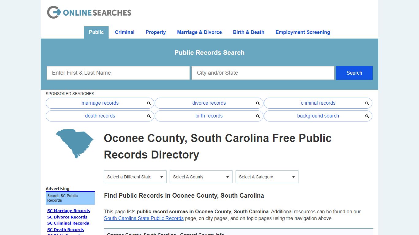 Oconee County, South Carolina Public Records Directory